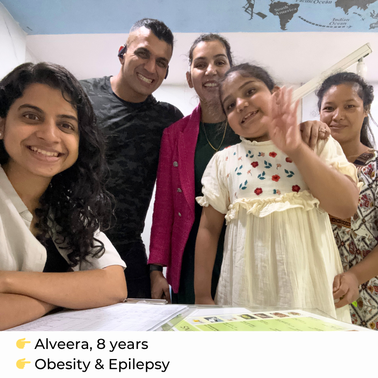 8-year-old girl showing progress in weight and epilepsy management through clinical nutrition.